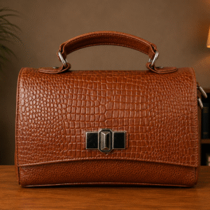 Amber Croc Lock Handbag