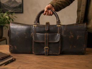 Vintage Leather Travel Duffle Bag