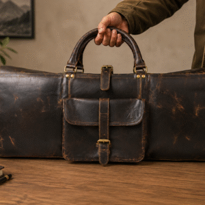 Vintage Leather Travel Duffle Bag
